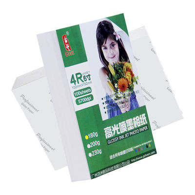 फोटो प्रिंट कास्ट लेपित धूल प्रतिरोधी के लिए 4R 180 जीएसएम ग्लॉसी फोटो पेपर